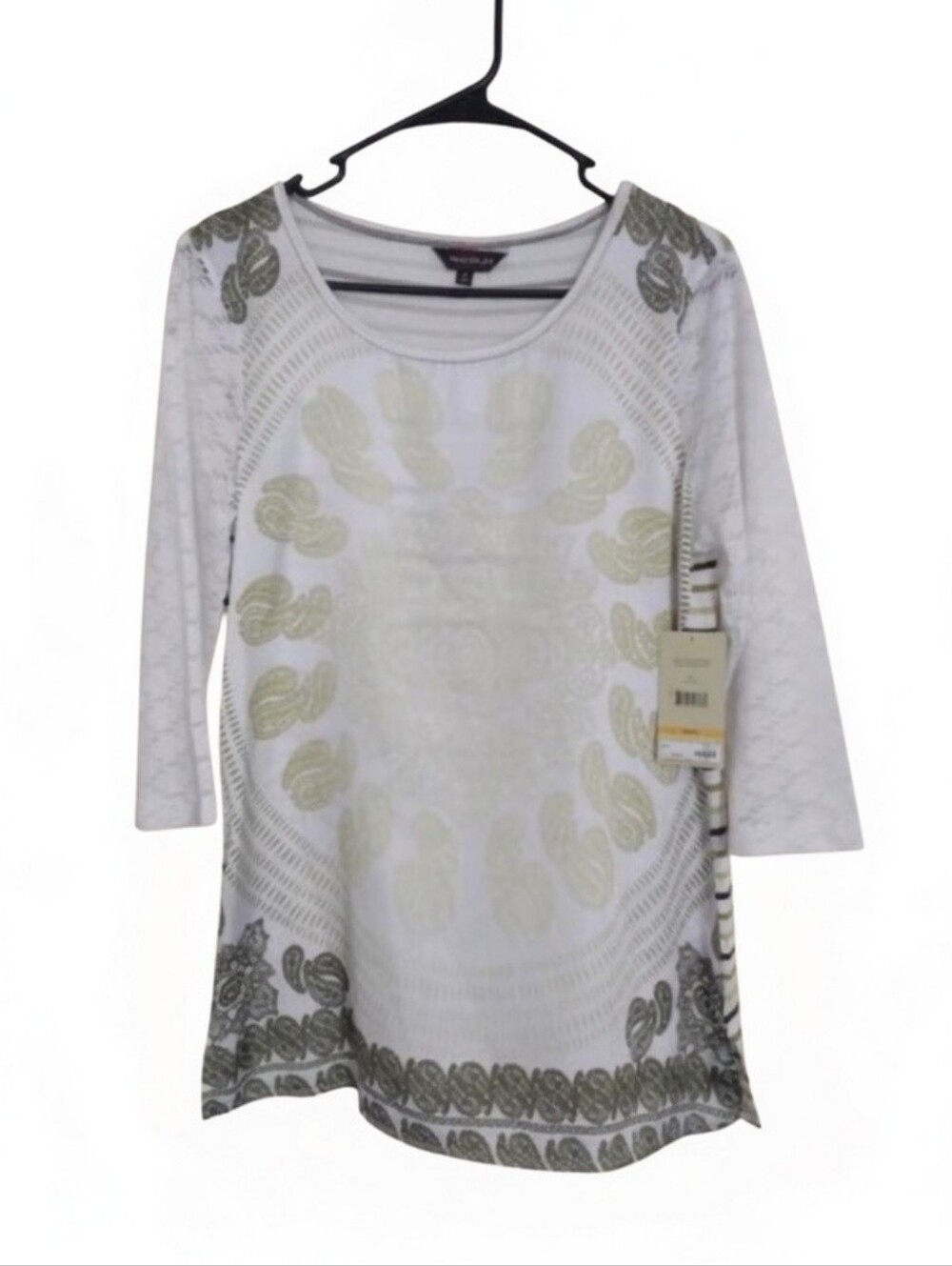 Multiples Paisley Print Boho‎ Flounce Tunic Top Size Small